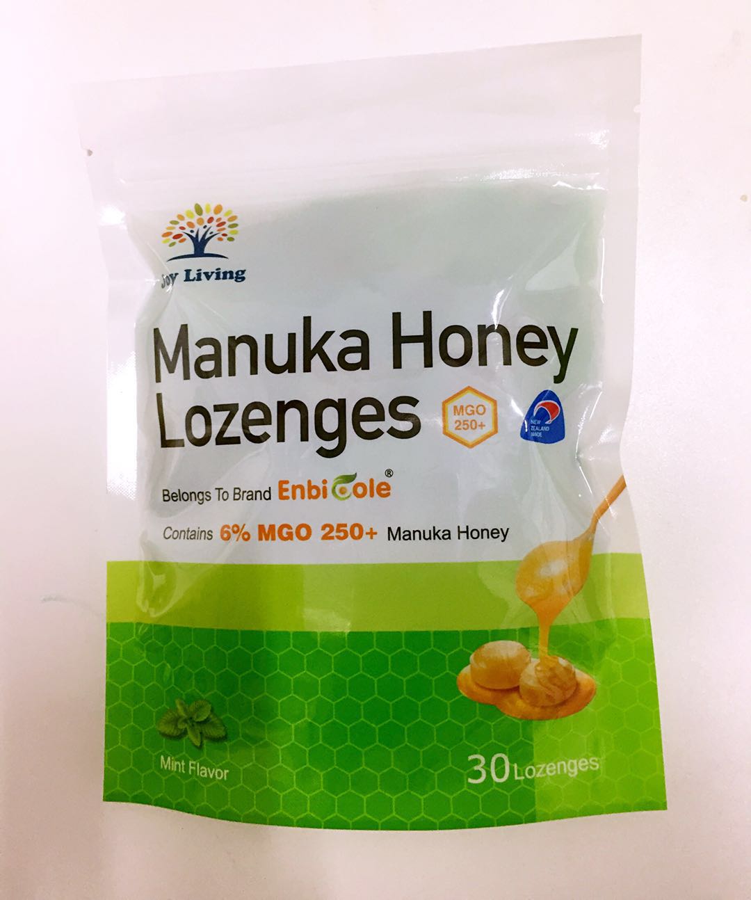 joy living manuka honey lozenges mgo 250  mint flavor 薄荷味儿